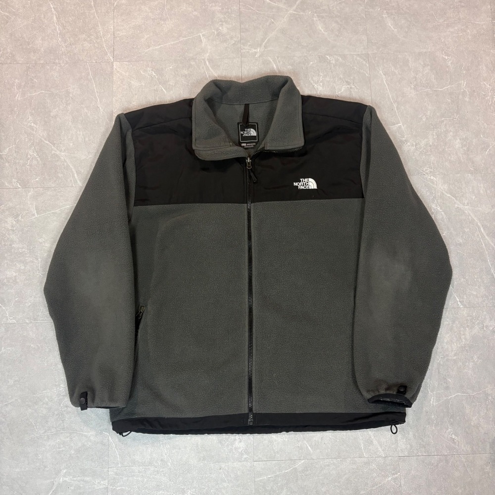 The North Face Denali Fleece Jacket Mens XL Grey Black Full Zip Outdoor Coat